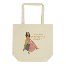 Load image into Gallery viewer, "Girls Are On Top Of The World" Tote Bag