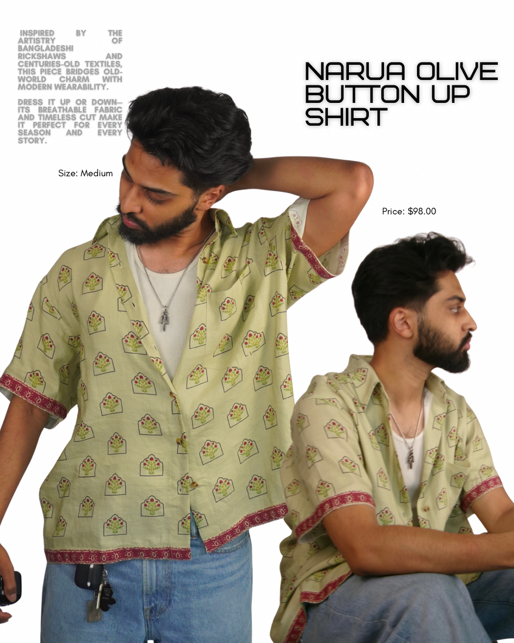 Narua Olive Button Up Shirt