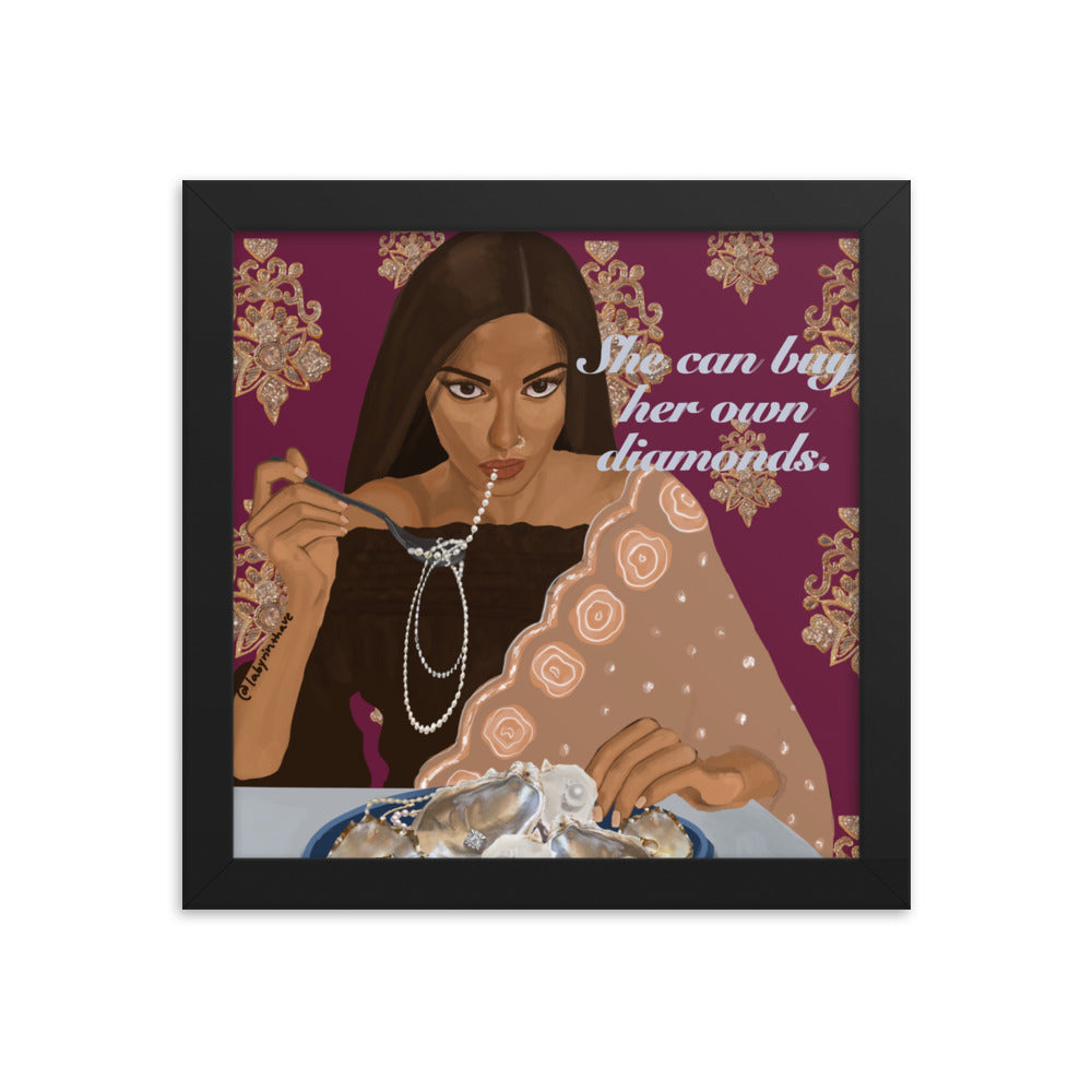 "She Can Buy Her Own Diamonds" Framed Poster