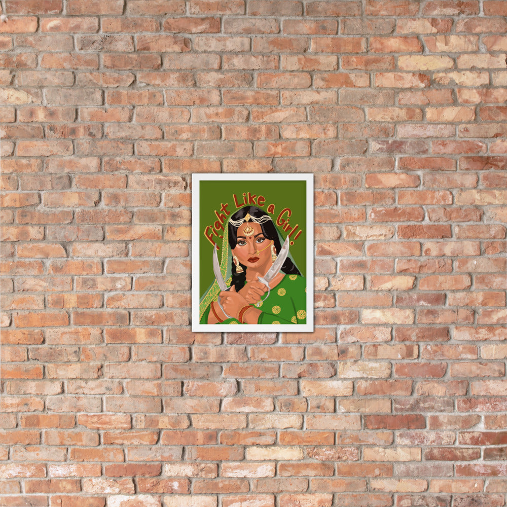 "Fight Like a Girl!" Framed Poster