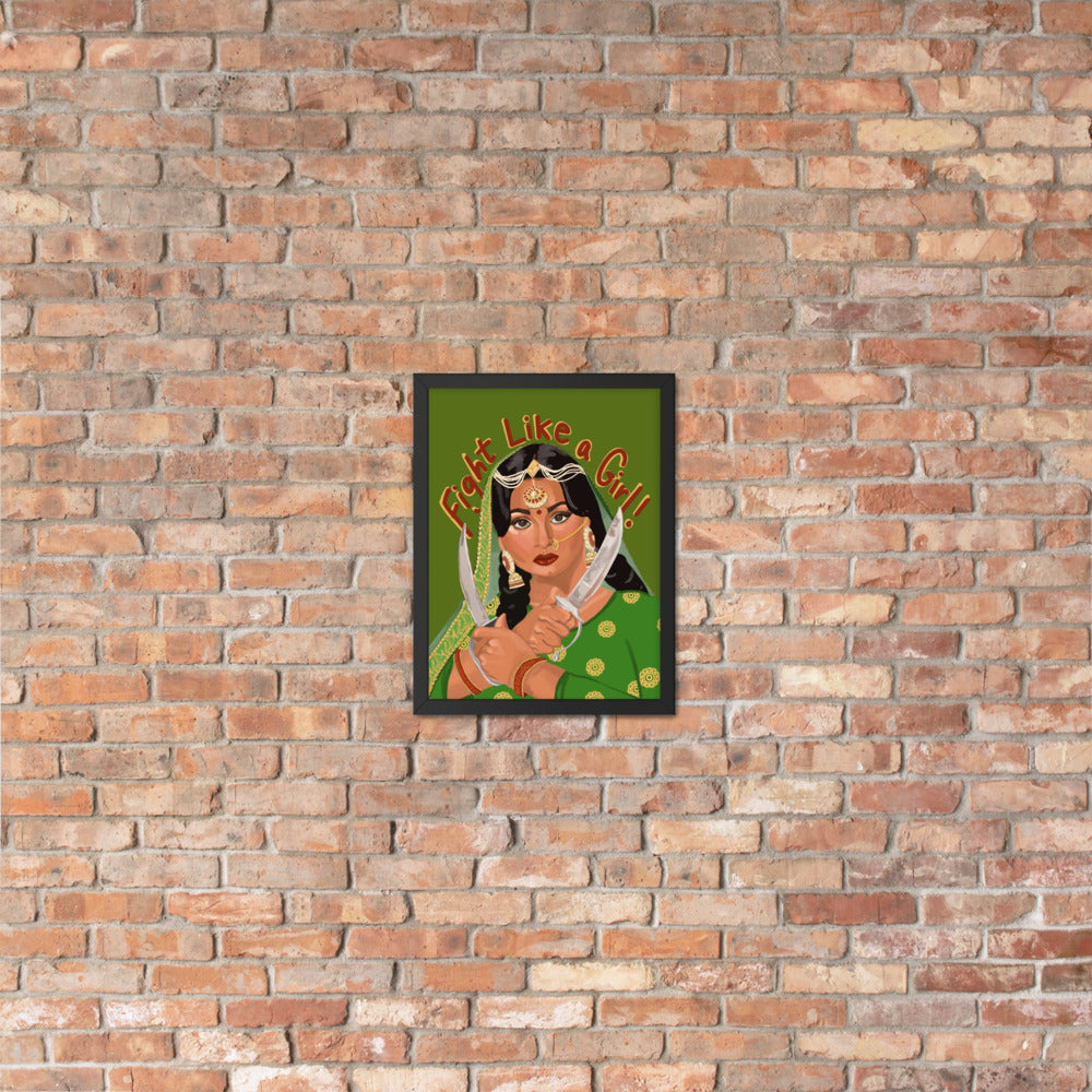 "Fight Like a Girl!" Framed Poster