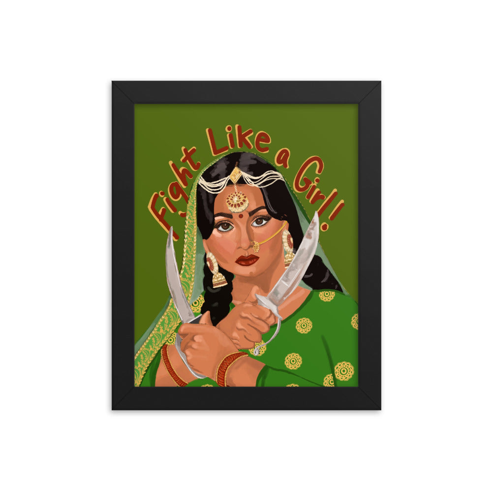 "Fight Like a Girl!" Framed Poster