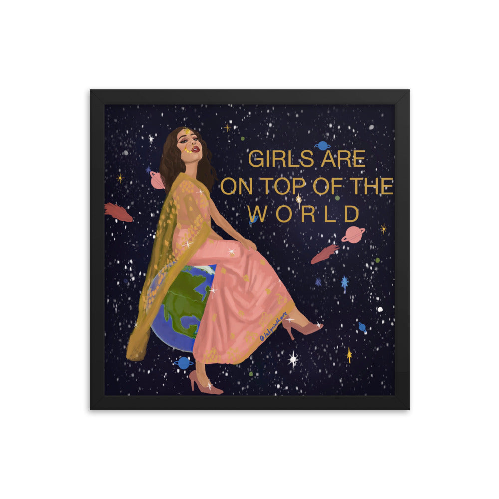 "Girls Are On Top Of The World" Framed Poster